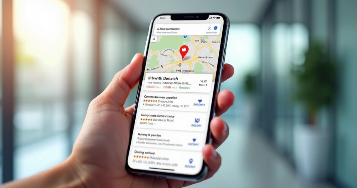 Visualização de avaliações de clínica em Google Maps 