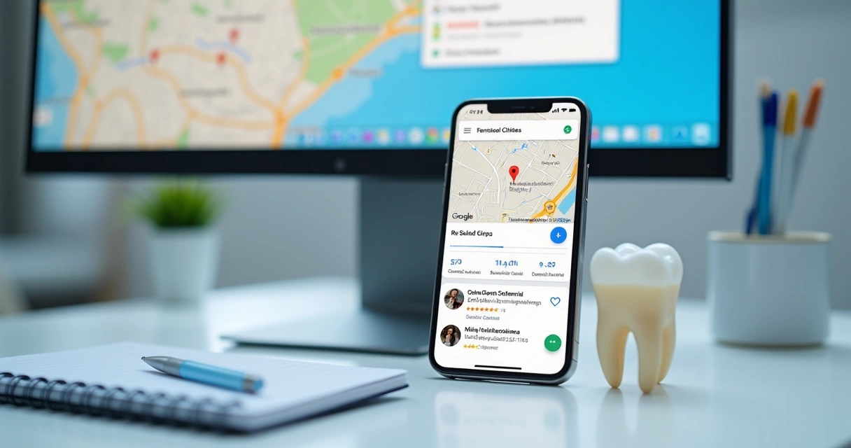 Tela com perfil de clínica odontológica no Google Maps