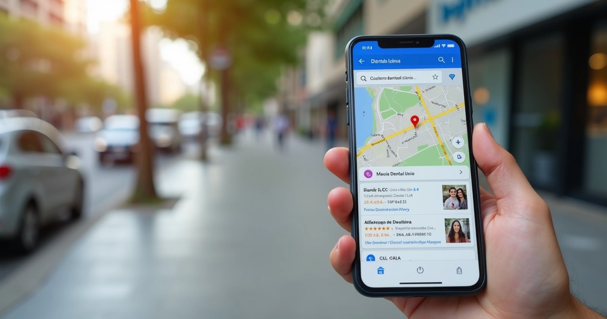 Busca local de clínica odontológica no Google Maps 
