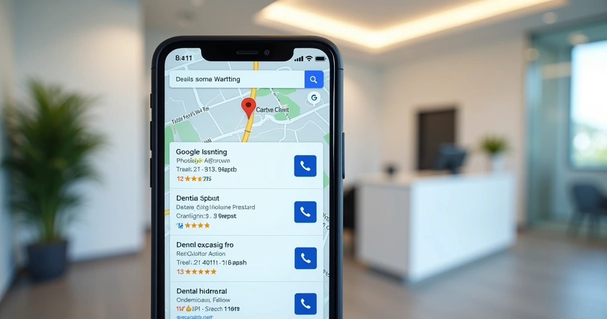 Busca local de clínica odontológica no Google Maps