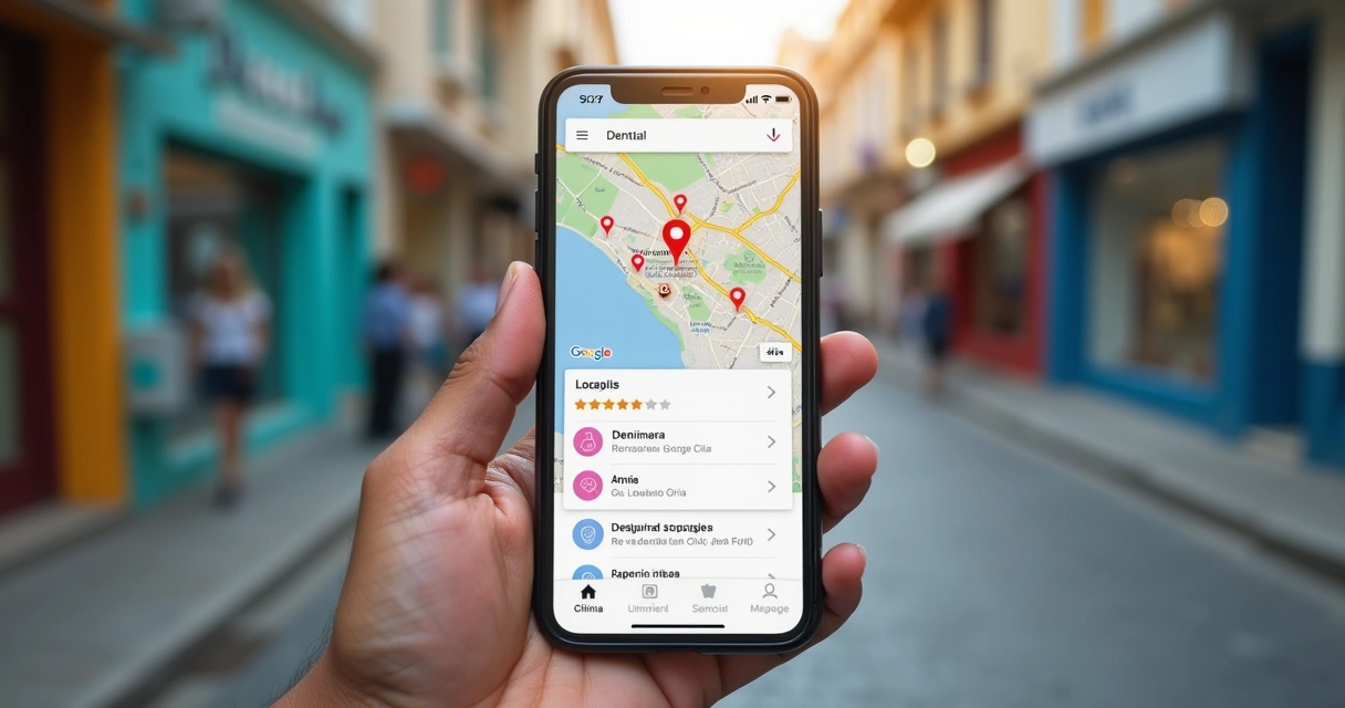 Busca no Google Maps por clínica odontológica local 