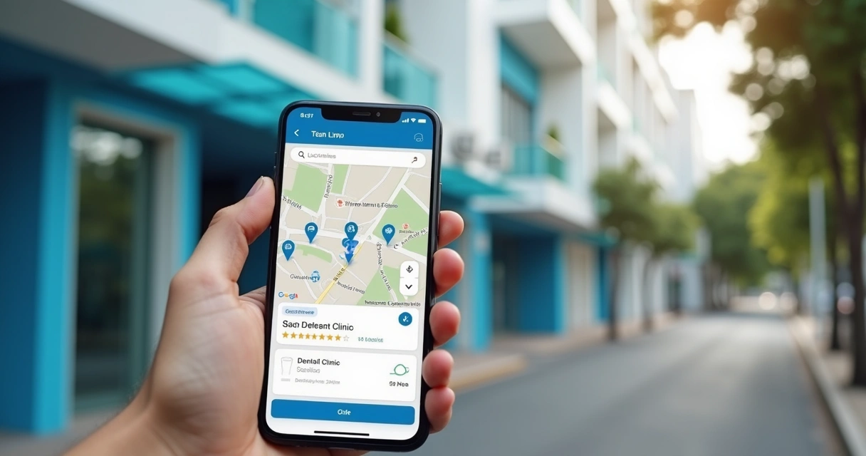Busca local no Google Maps para clínica odontológica 