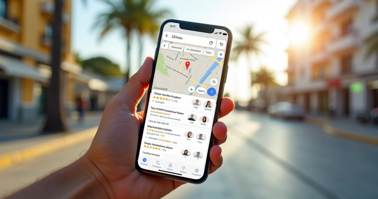 Tela de celular mostrando clínica odontológica no Google Maps