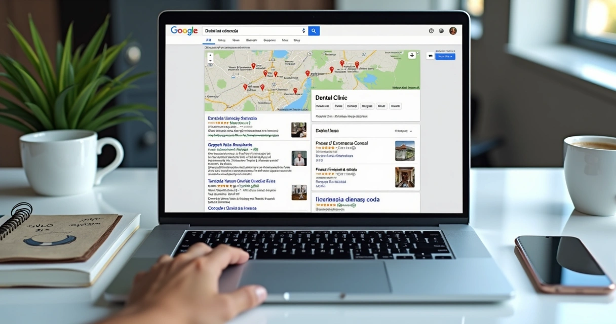 Busca de clínica odontológica no Google Maps