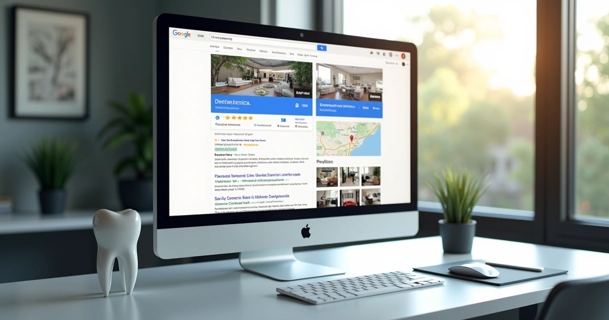 Ficha de clínica odontológica no Google Maps com boas avaliações 