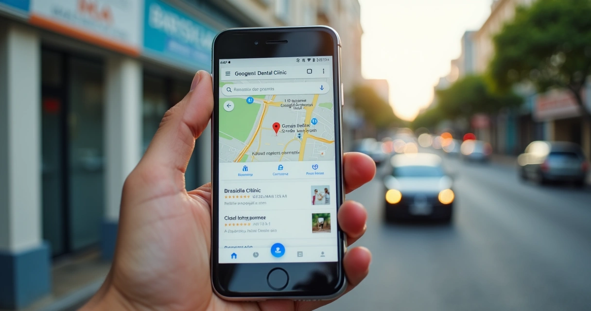 Busca no Google Maps por clínica odontológica local 