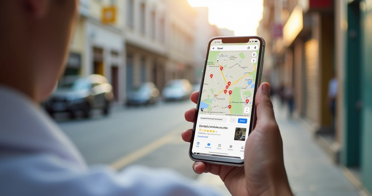 Busca local no Google Maps para clínica odontológica 