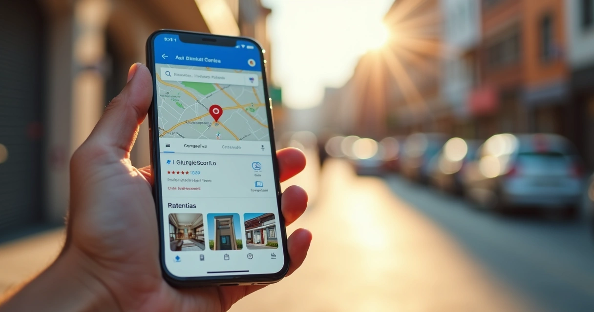 Tela de celular com clínica odontológica no Google Maps 