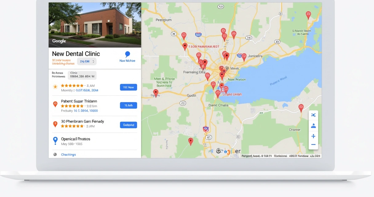 Ficha de clínica odontológica no Google Maps com fotos e avaliações 