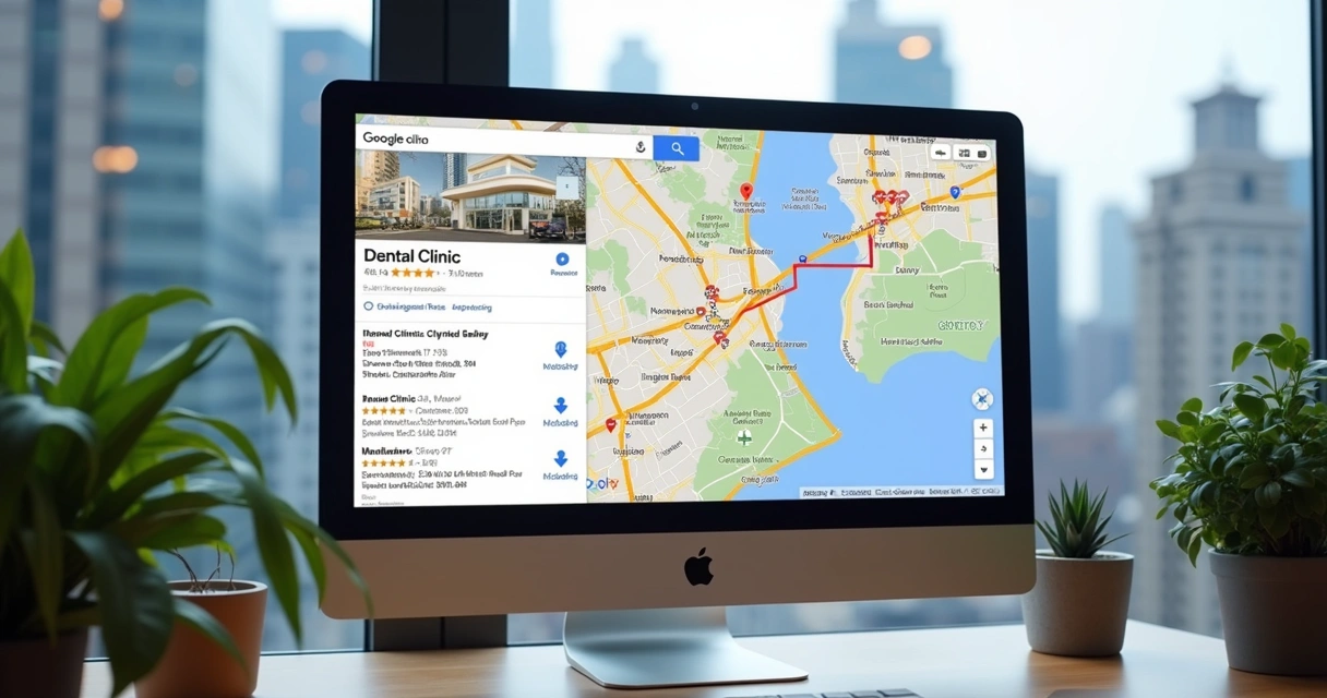 Ficha de clínica odontológica em destaque no Google Maps 