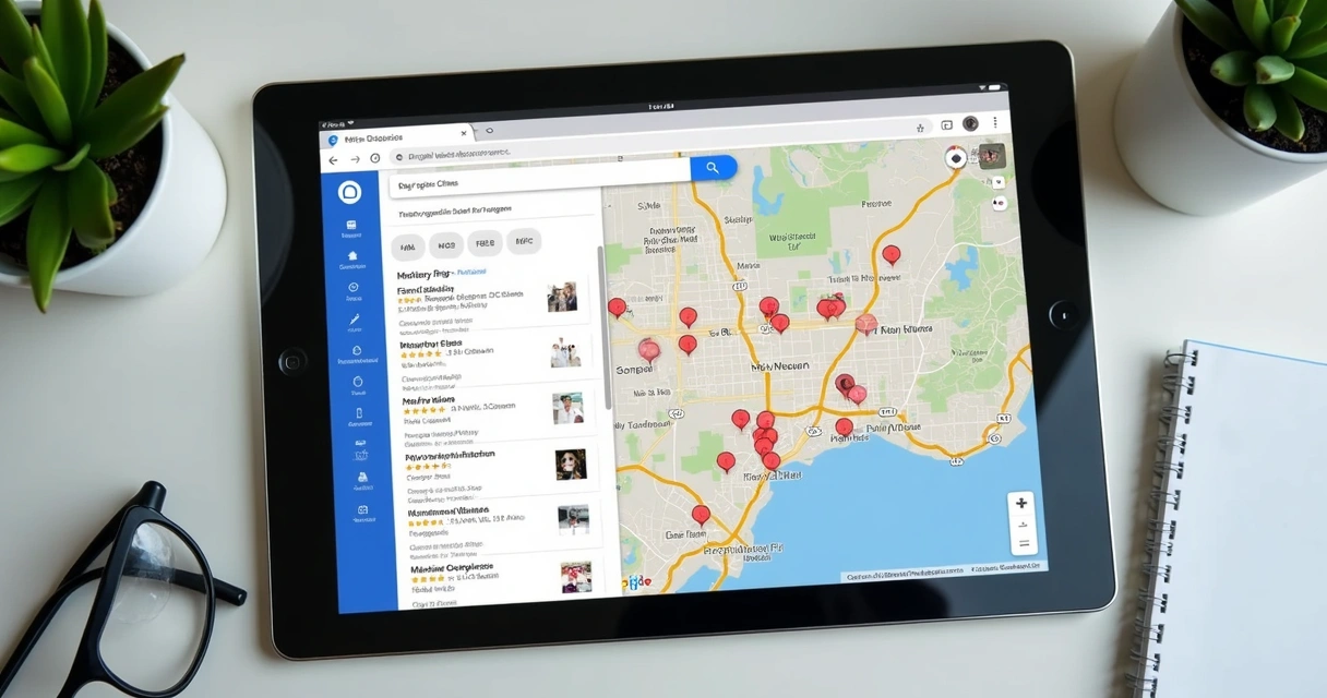 Mapa do Google mostrando várias clínicas de saúde na região central. 