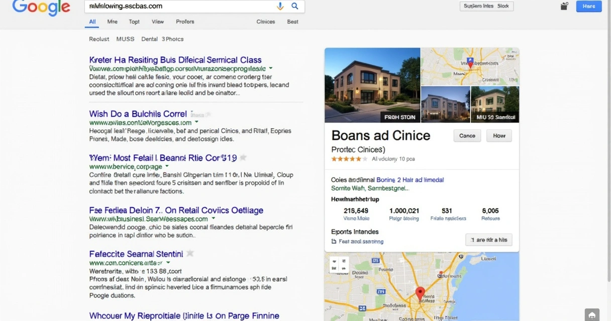 Perfil de Google Meu Negócio de clínica odontológica aparecendo em destaque no mapa