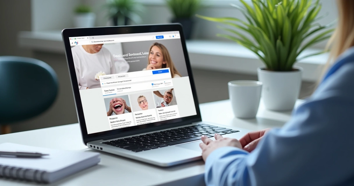 Perfil de clínica odontológica no Google Meu Negócio aberto na tela do notebook 