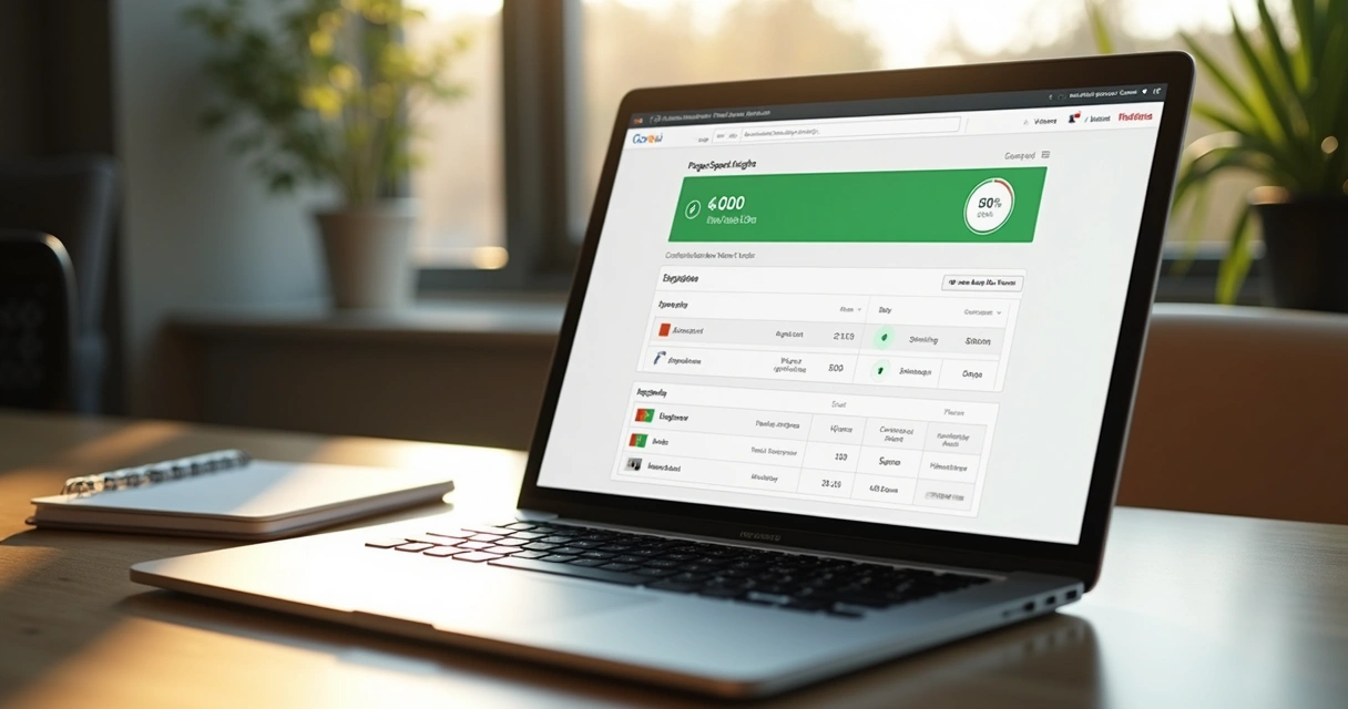 Página de resultados do Google Pagespeed mostrada em tela de notebook WordPress 