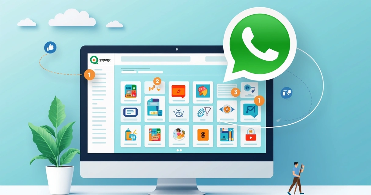 Interface da Gopage mostrando integração com WhatsApp 