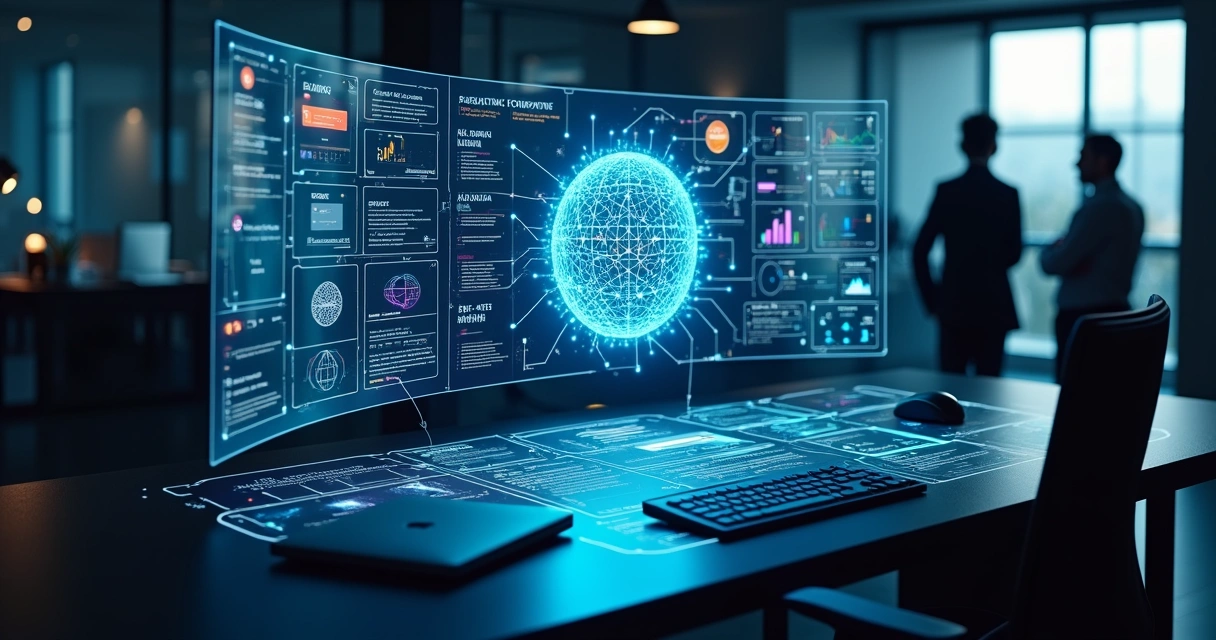 Dashboard com agente de IA coordenando processos de backoffice conectados a sistemas empresariais 