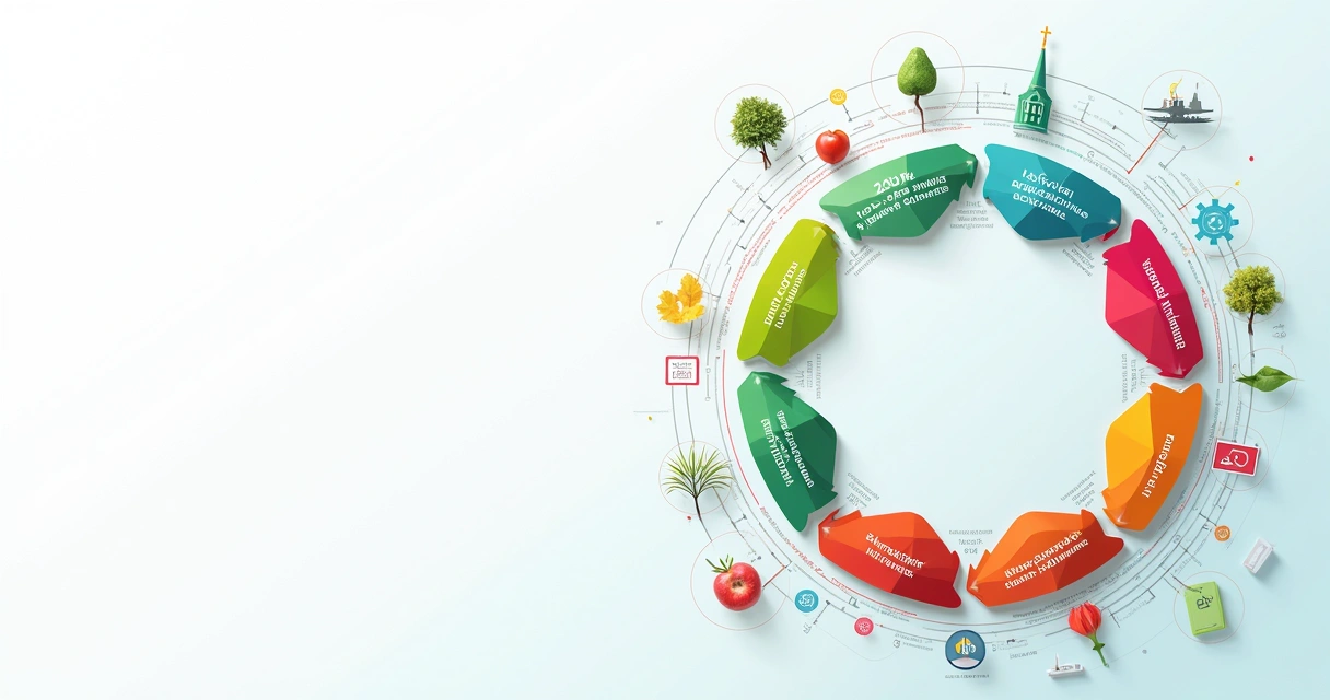 Gráfica colorida de ecosistema económico humano interconectado.