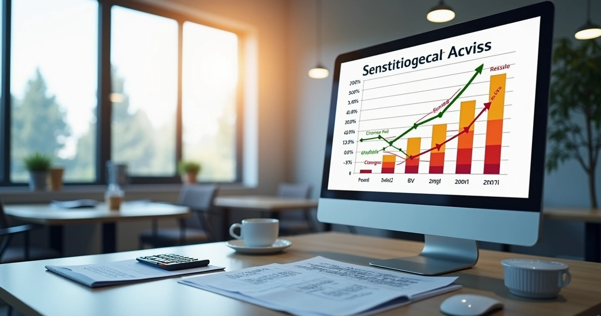 Gráfico colorido de análise de sensibilidade mostrando impacto de variáveis nos resultados financeiros 
