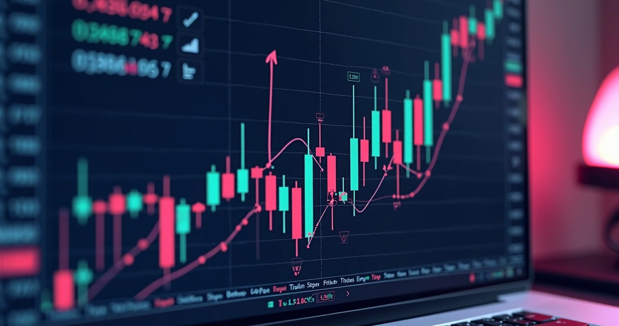 Gráfico de criptomoeda mostrando um trailing stop automático em ação