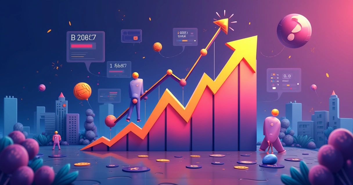 Gráfico colorido mostrando uma bolha de preços no mercado.