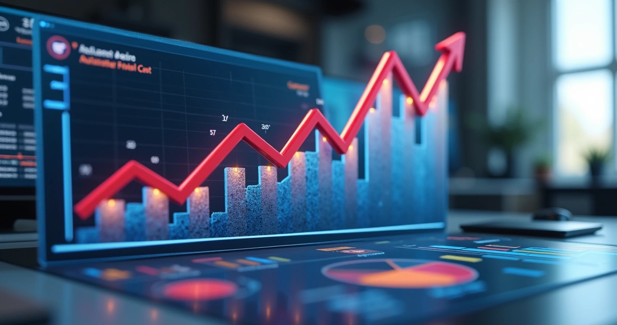 Gráfico mostrando a evolução do CAC em campanhas de mídia paga 