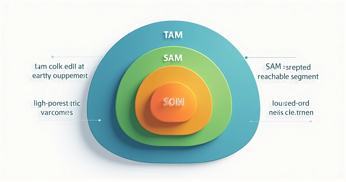 Representação visual das camadas TAM, SAM e SOM em gráfico 
