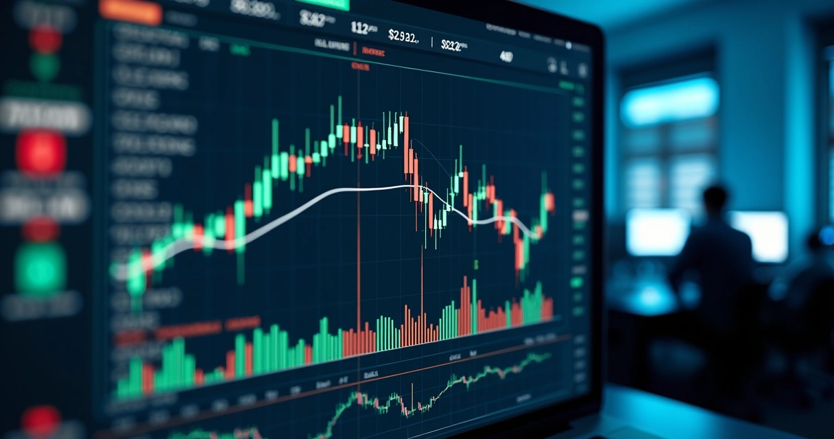 Gráfico de preços detalhado mostrando níveis de suporte e resistência destacados em cores distintas 