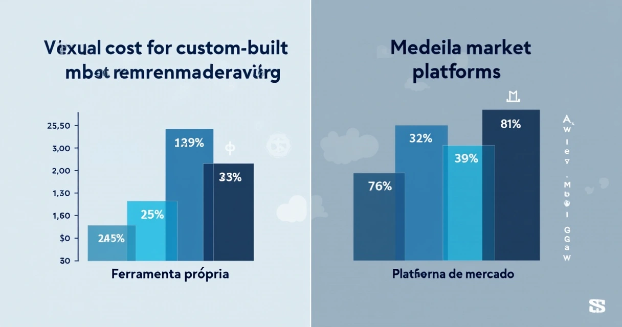 Gráfico comparativo de custos e tempo entre solução própria e plataforma de mercado 