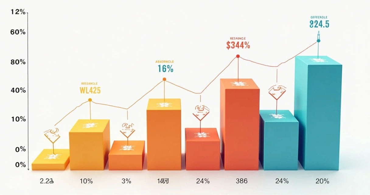 Gráfico mostrando variação de custo por clique em diferentes palavras-chave 