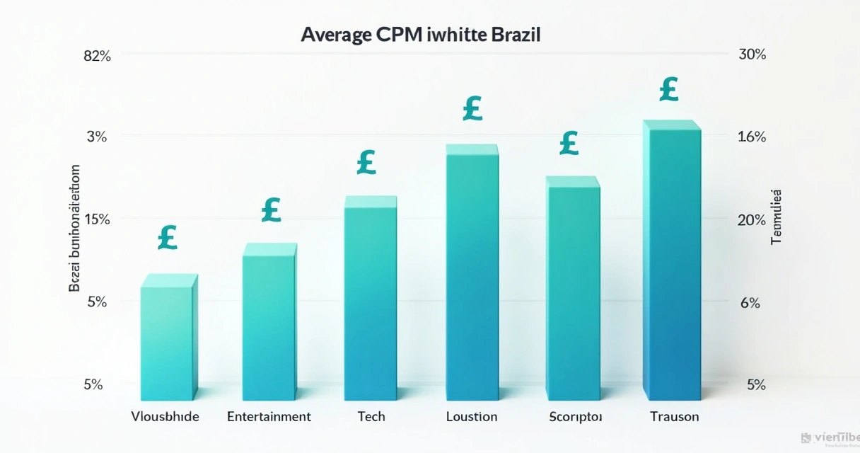 Gráfico simples mostrando variações do CPM do YouTube por segmento no Brasil 