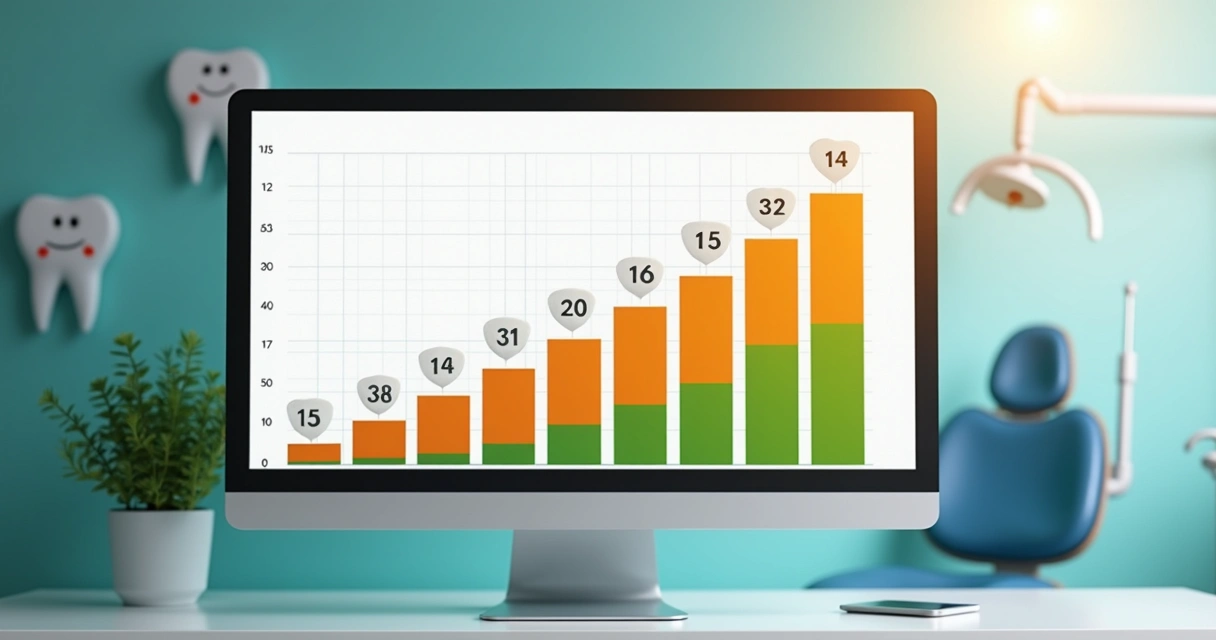 Gráfico mostrando crescimento no número de consultas em clínica odontológica 