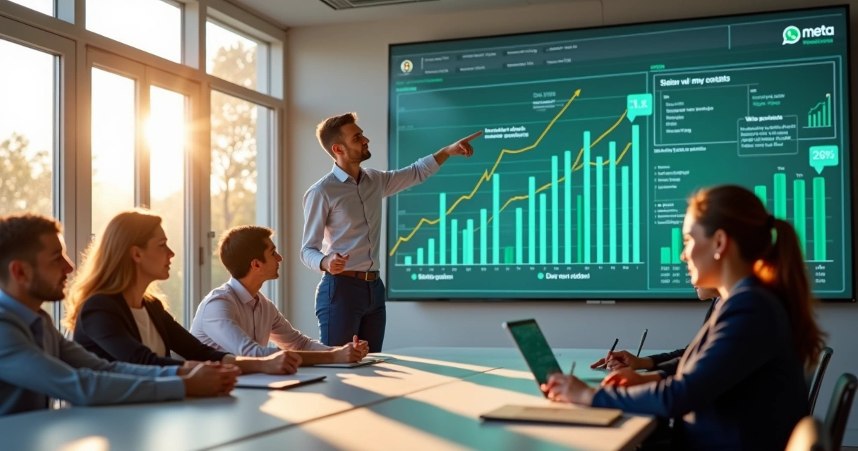 Gráfico de crescimento de empresa com WhatsApp 