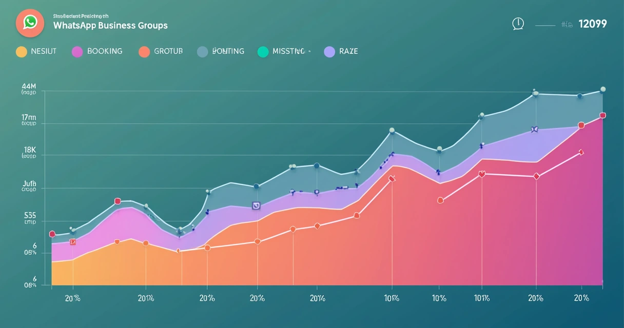 Gráfico de crescimento e engajamento em grupos WhatsApp por mês 