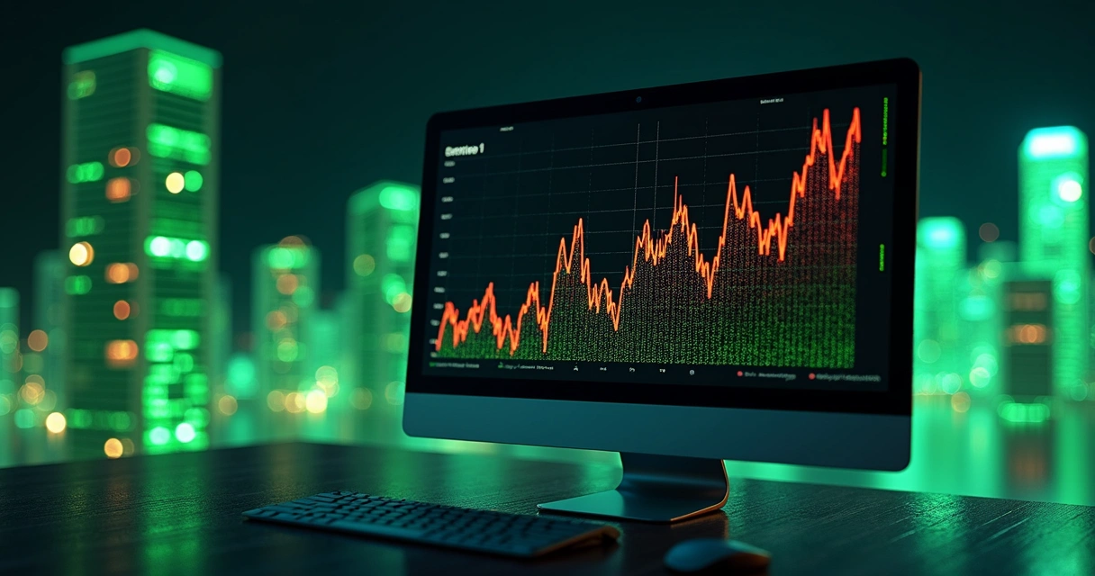 Gráfico do crescimento das ações da Nvidia em computador 