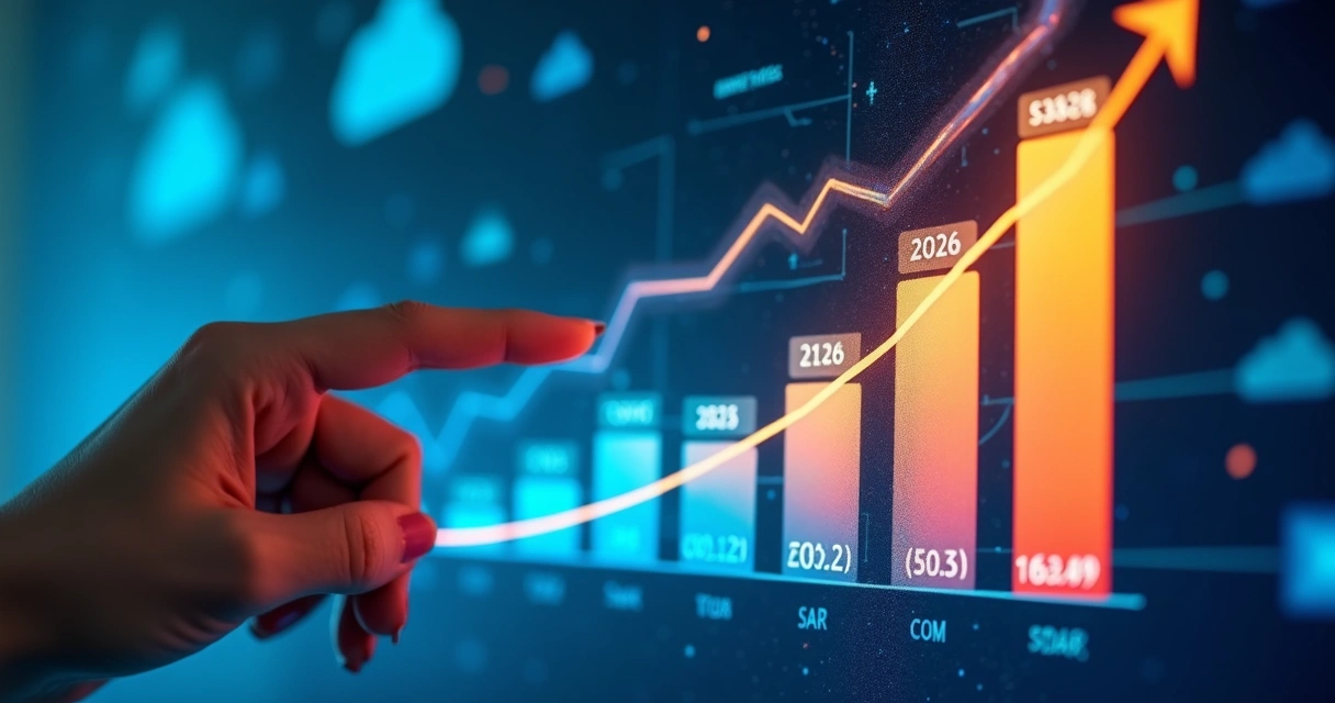 Gráfico mostrando crescimento do SaaS no mundo 