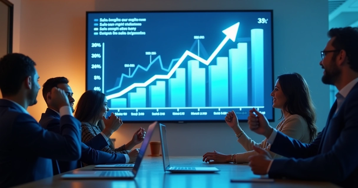 Gráfico de crescimento nas vendas com uso de CRM 