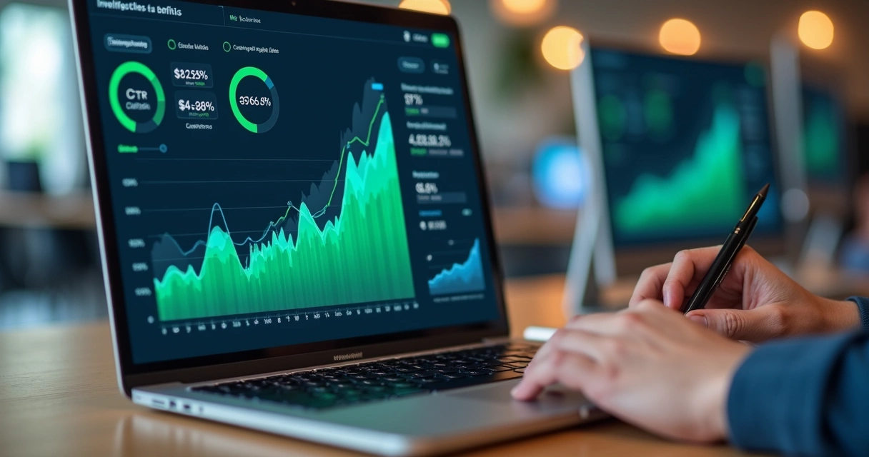 Tela de dashboard de ecommerce mostrando gráfico de CTR em campanhas de afiliados 