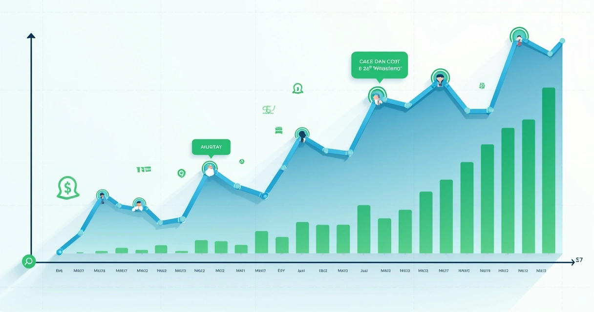 Gráfico mostrando aumento de custos no WhatsApp após novas cobranças 