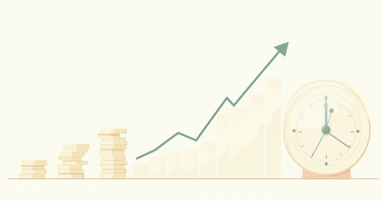 Gráfico simples ilustrando crescimento de investimentos com disciplina 