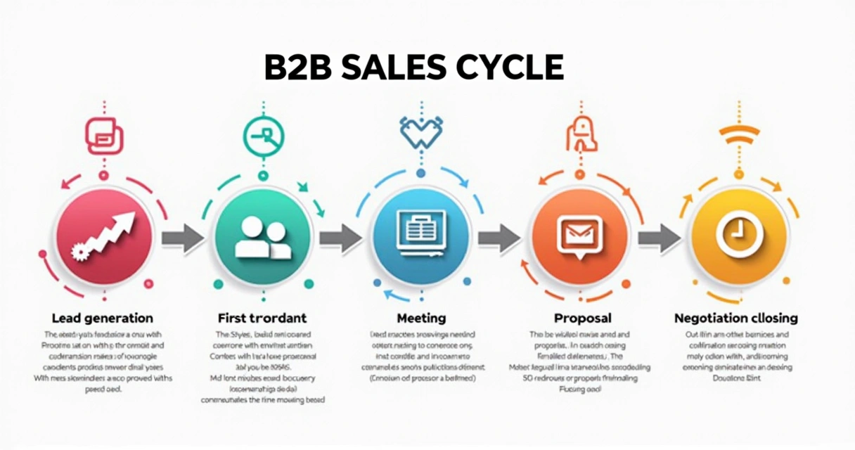 Gráfico representando o ciclo de vendas B2B em várias etapas 