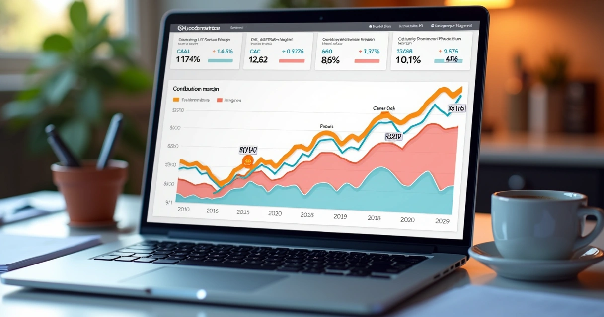 Gráfico colorido mostrando relação entre CAC, LTV e rentabilidade do e-commerce 