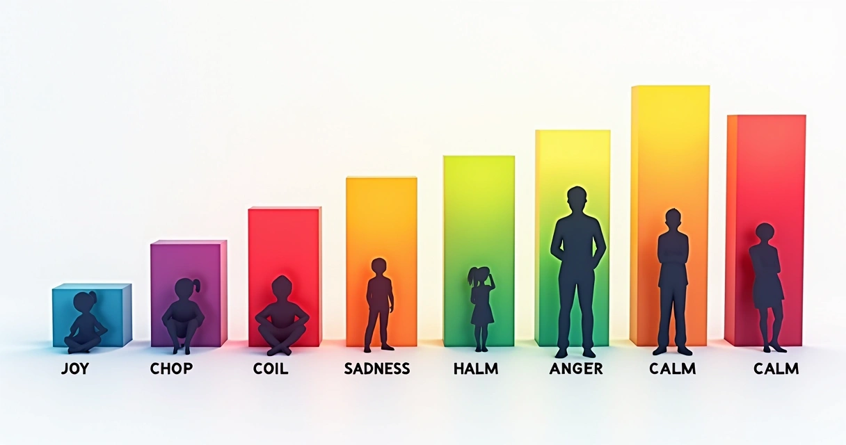 Gráfico colorido mostrando niveles de emociones 