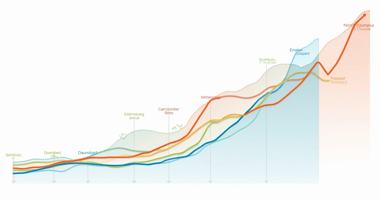 Gráfico colorido mostrando evolução de NPS ao longo do tempo 