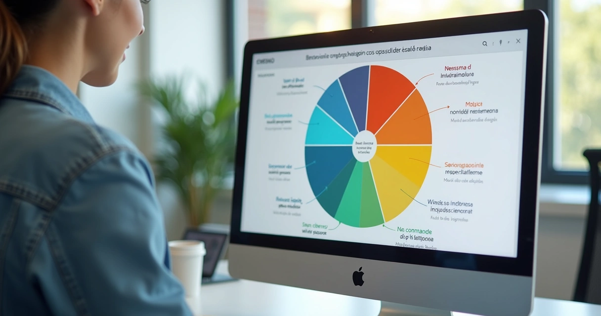 Gráfico em radar com resultados de feedback comportamental em tela de computador 