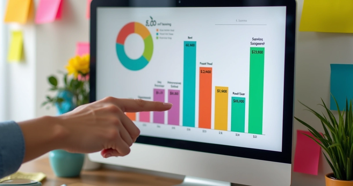 Gráfico colorido simples mostrando categorias financeiras pessoais 