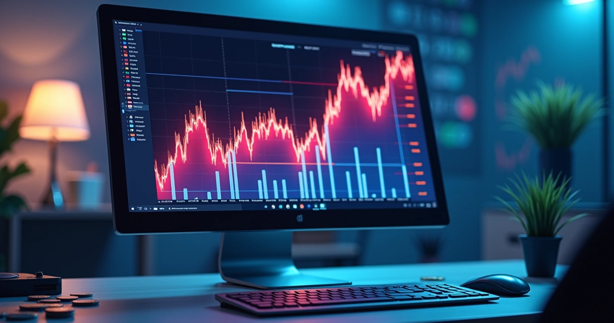 Gráfico mostrando flutuação de preços em negociações online