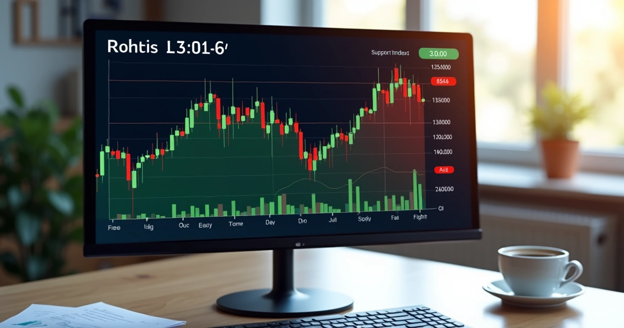 Gráfico de linha mostrando Ibovespa oscilando entre suportes e resistências, com números destacados na tela. 
