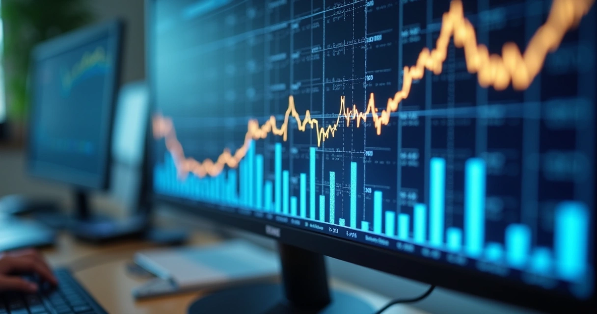 Gráfico de inadimplência condominial mostrando dados de crescimento em tela de computador 