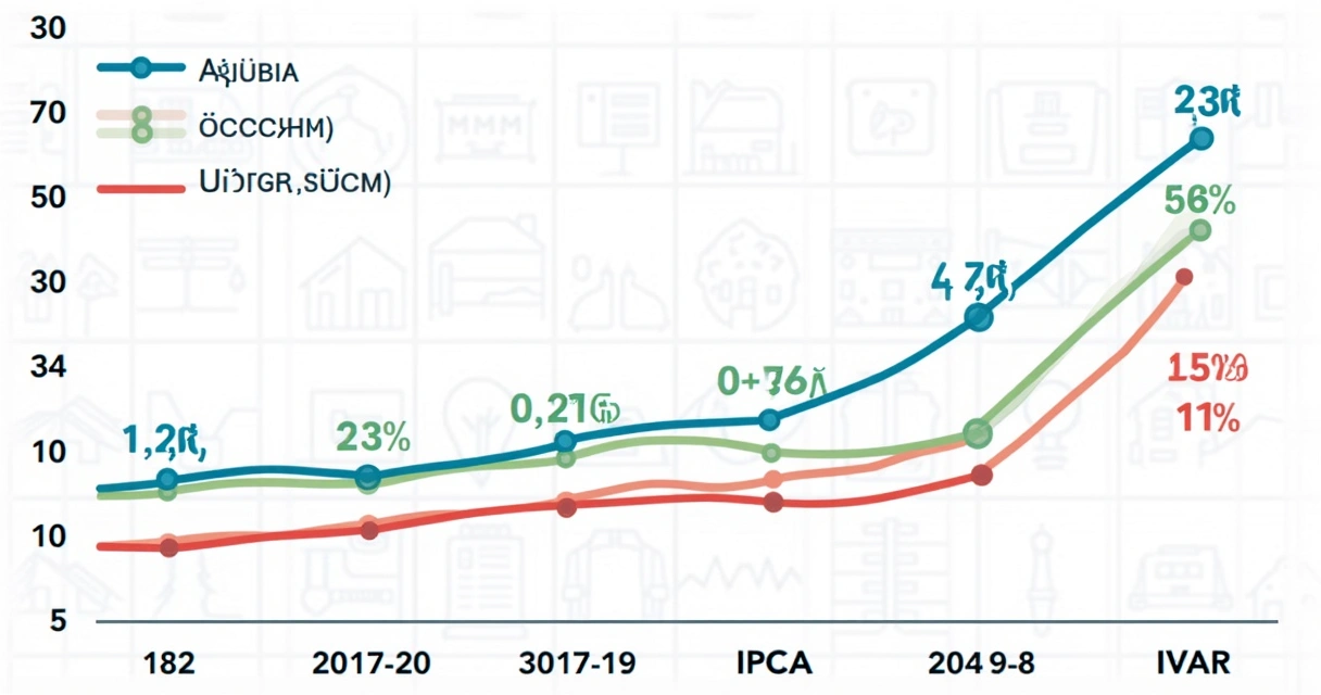 Gráfico comparando variação dos índices de aluguel no Brasil nos últimos anos 