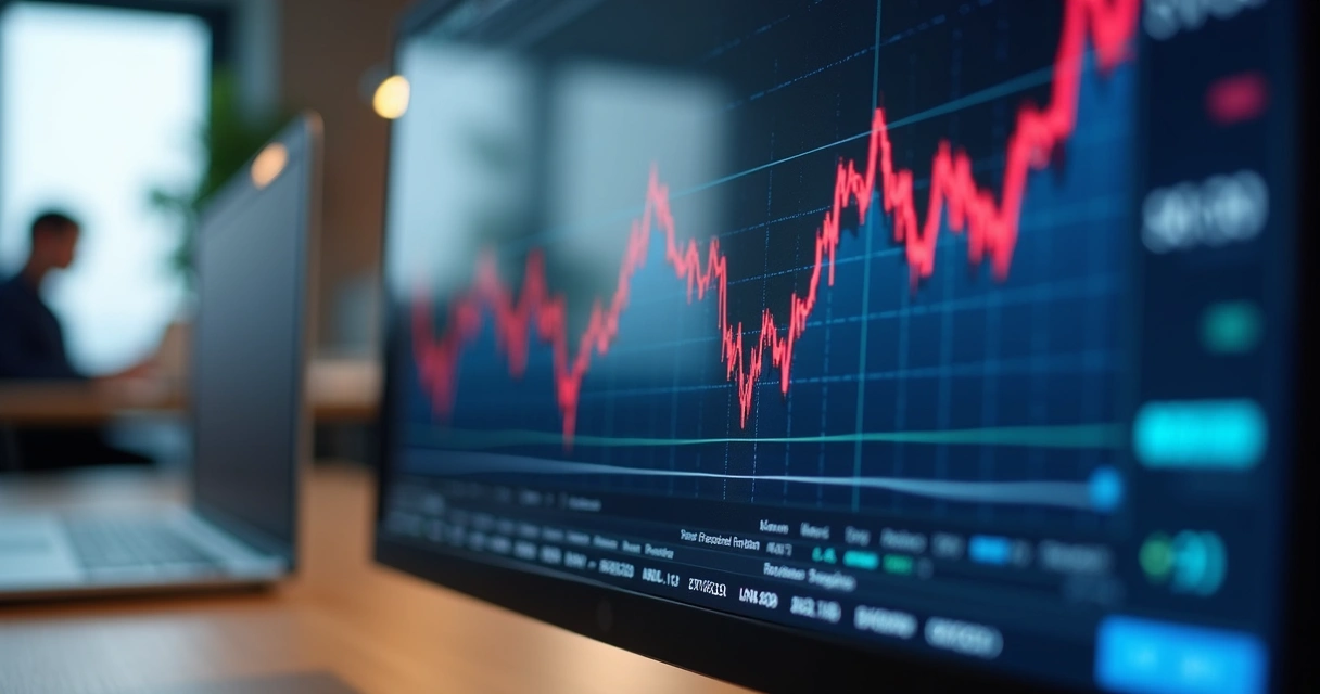 Gráfico de juros e inflação em monitor 